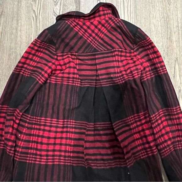 J. Jill Womens Peacoat Jacket Plaid Button Front Wool Collared Red/Black Size XS - Picture 4 of 9
